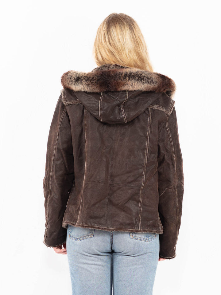Vintage 90's Women Suede Sherpa Jacket in BrownA0507