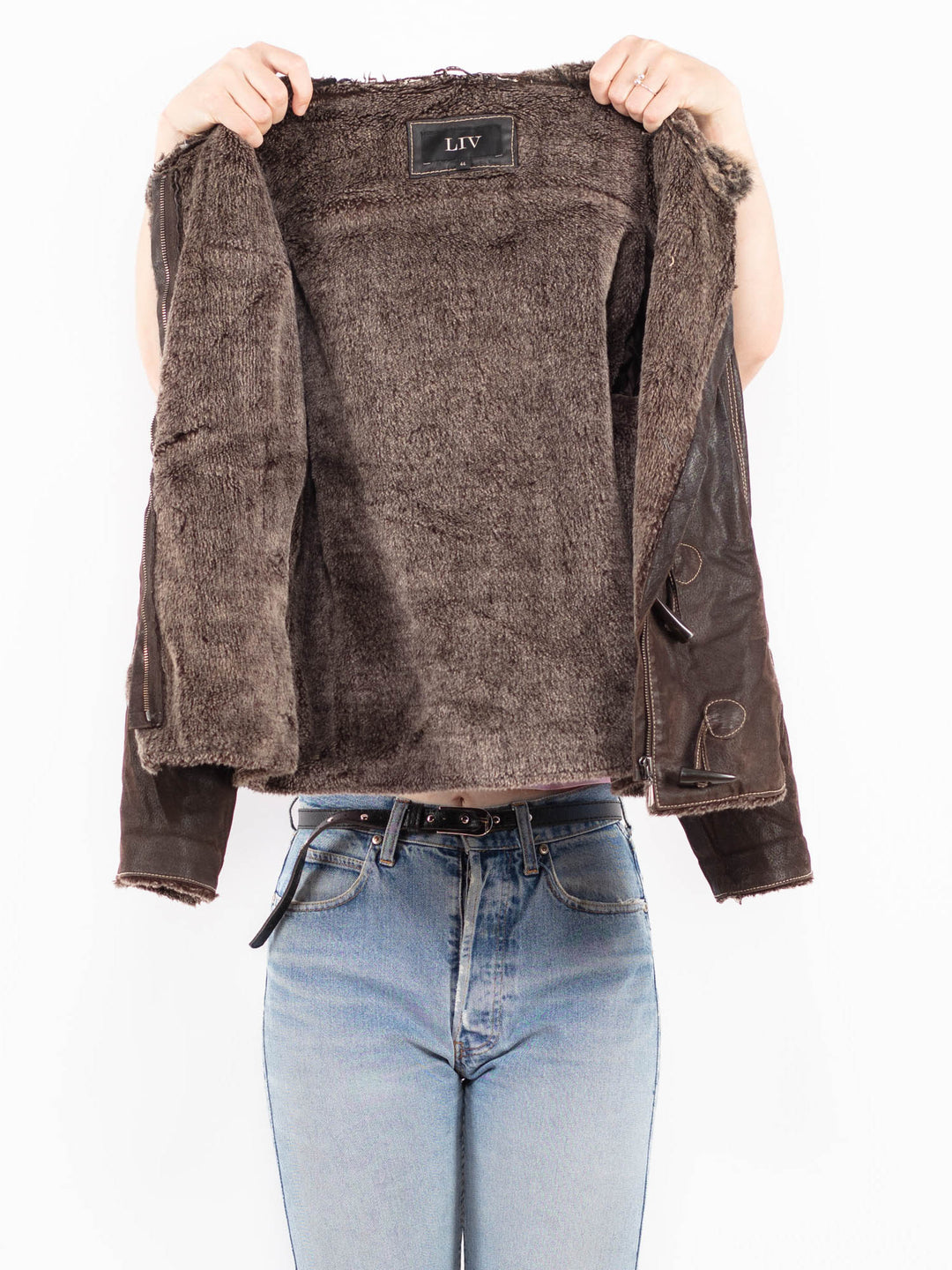 Vintage 90's Women Suede Sherpa Jacket in BrownA0507