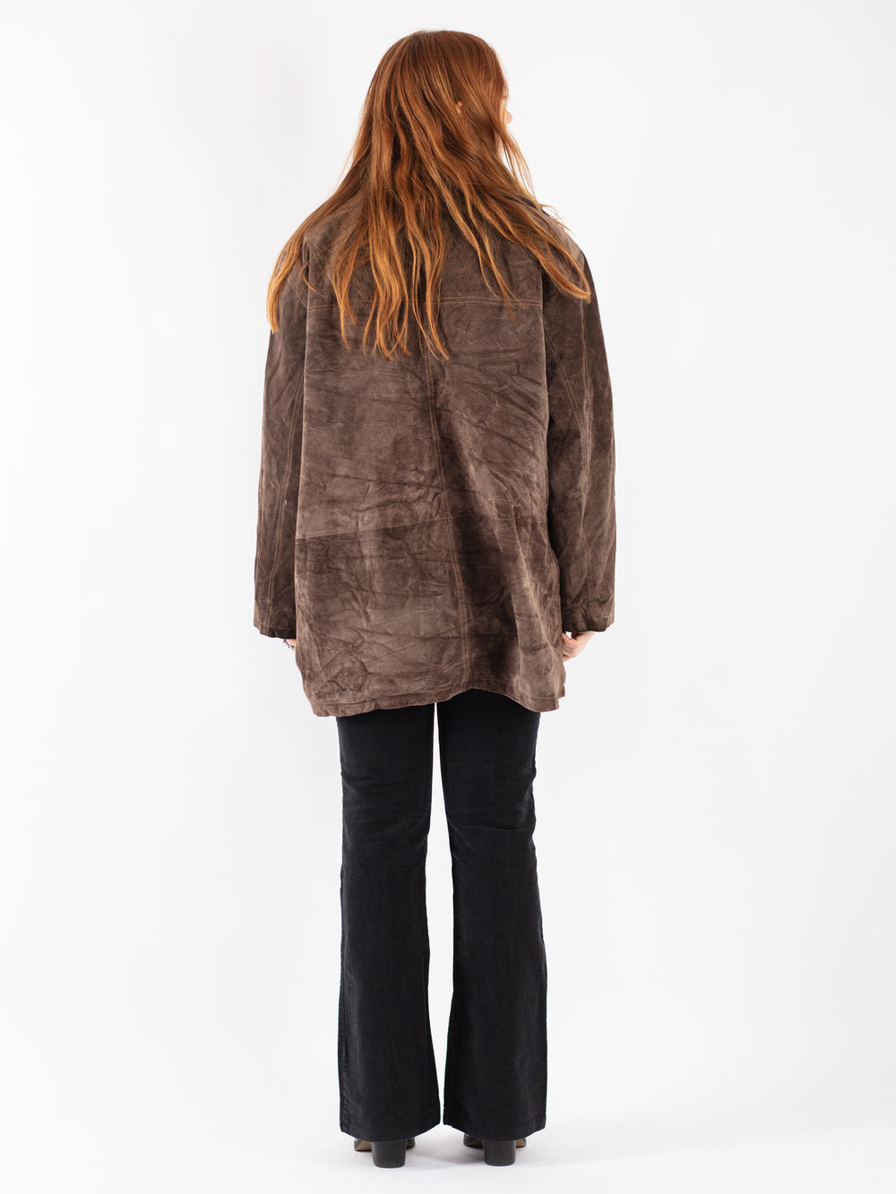 Vintage 90's Women Suede Sherpa Coat in Brown