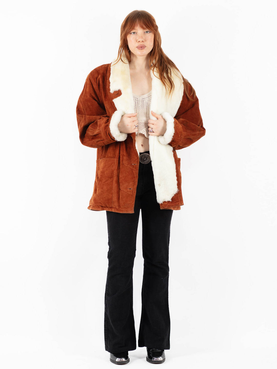 Vintage 90's Women Suede Sherpa in BrownV9787