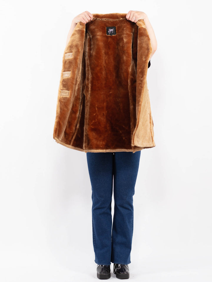 Vintage 00's Women Suede Sherpa Coat in BeigeA0409