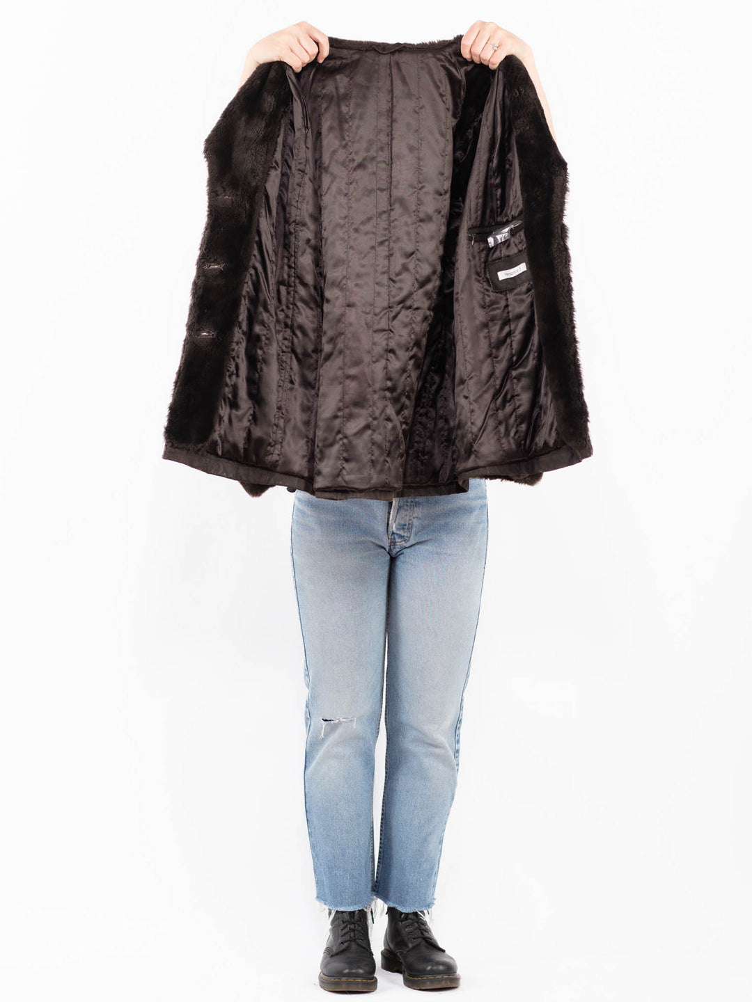 Vintage 90's Women Suede Sherpa Coat in BrownA0567