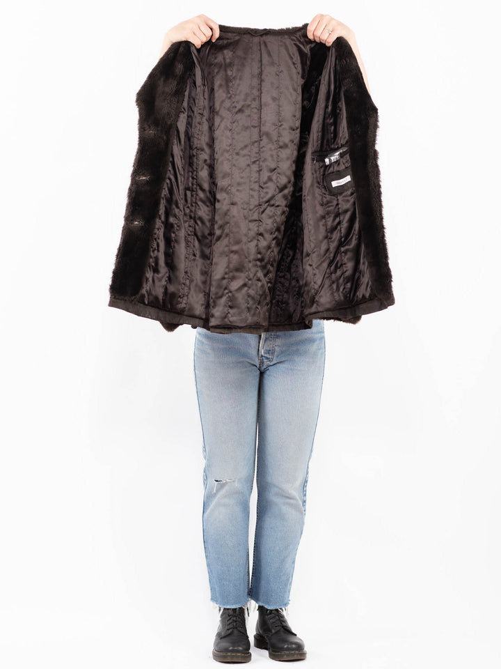 Vintage 90's Women Suede Sherpa Coat in BrownA0567