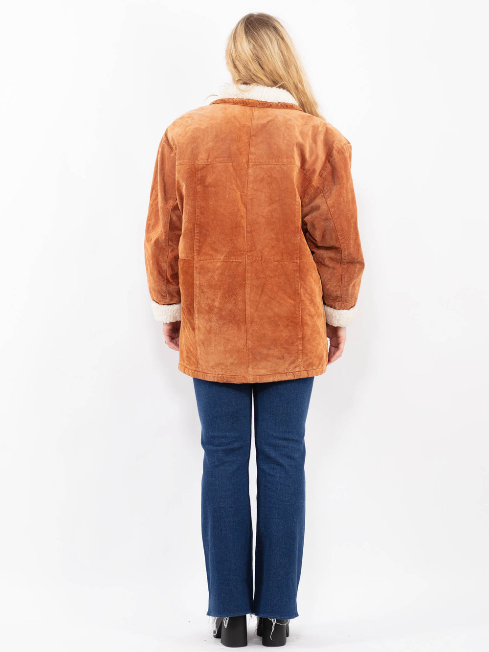 Vintage 90's Women Suede Sherpa Coat in BrownA0460