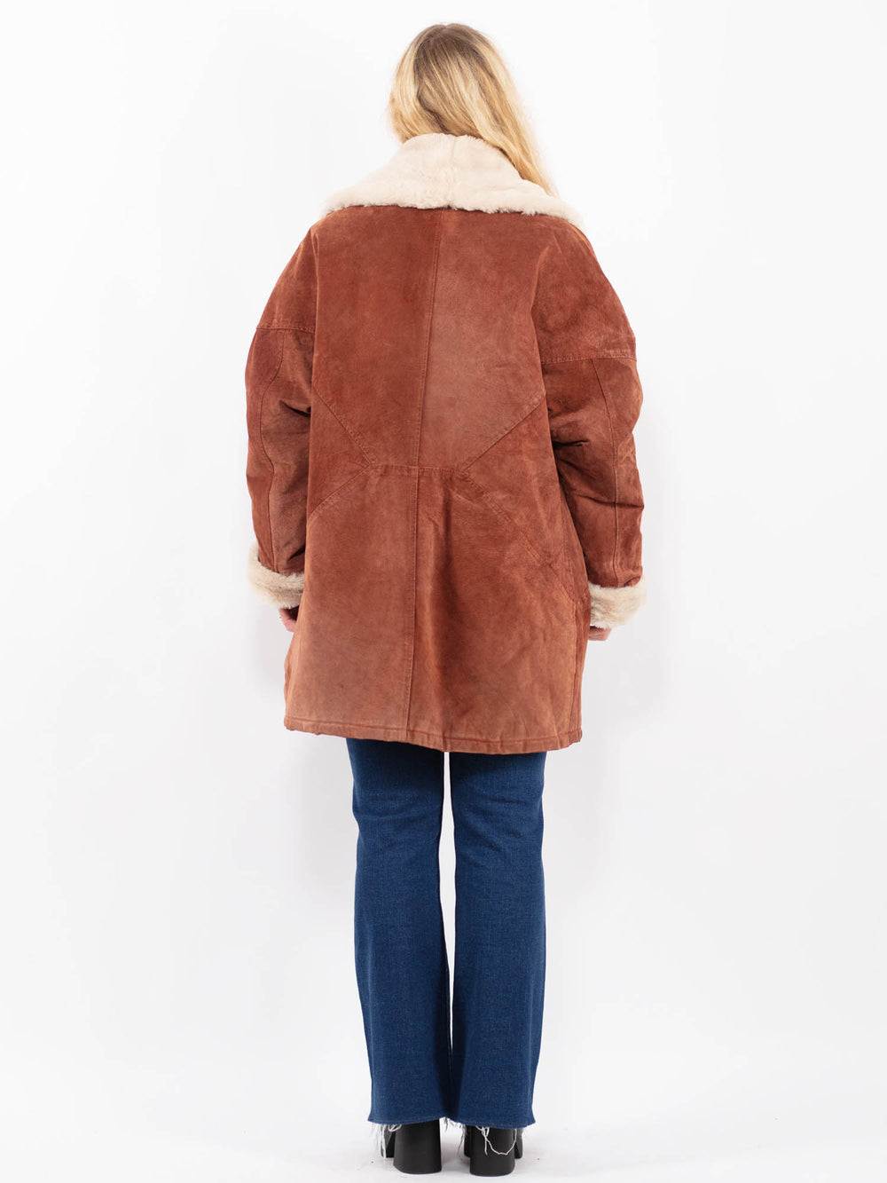 Vintage 90's Women Suede Sherpa Coat in BrownA0480