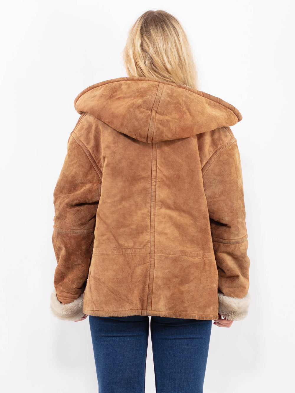 Vintage 90's Women Suede Sherpa Jacket in BrownA0353