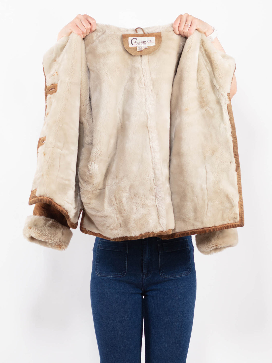 Vintage 90's Women Suede Sherpa Jacket in BrownA0353