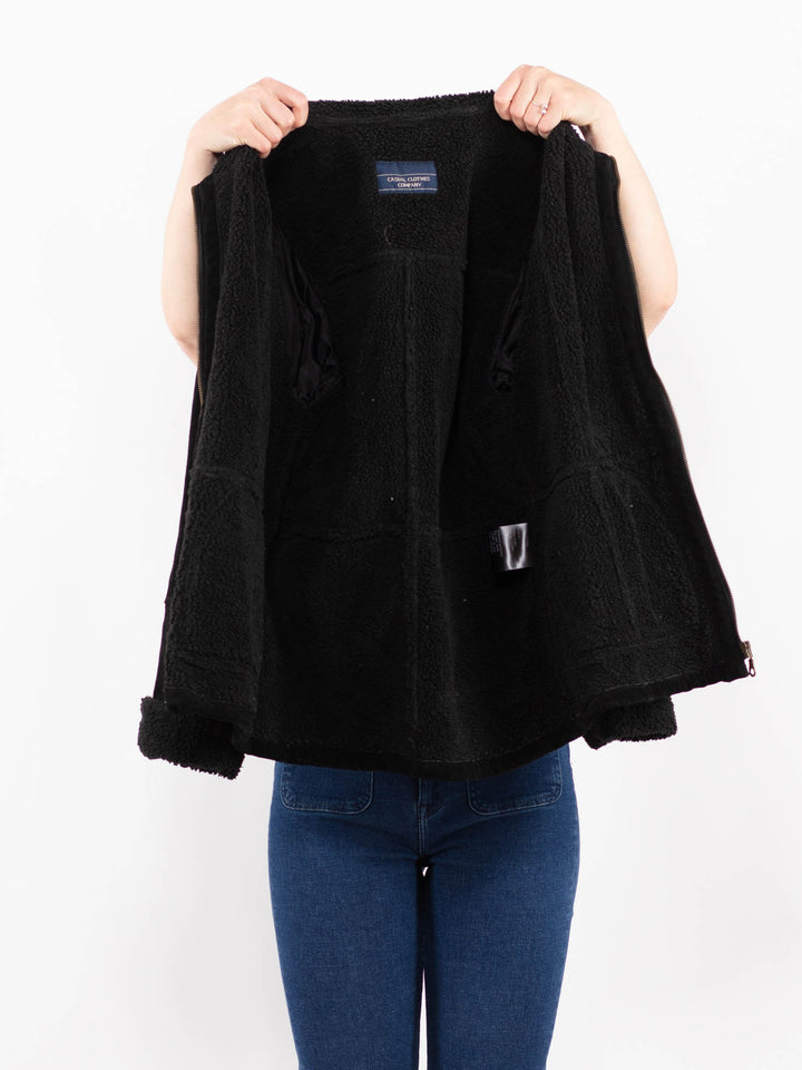 Vintage 90's Women Suede Sherpa Jacket in BlackA0405
