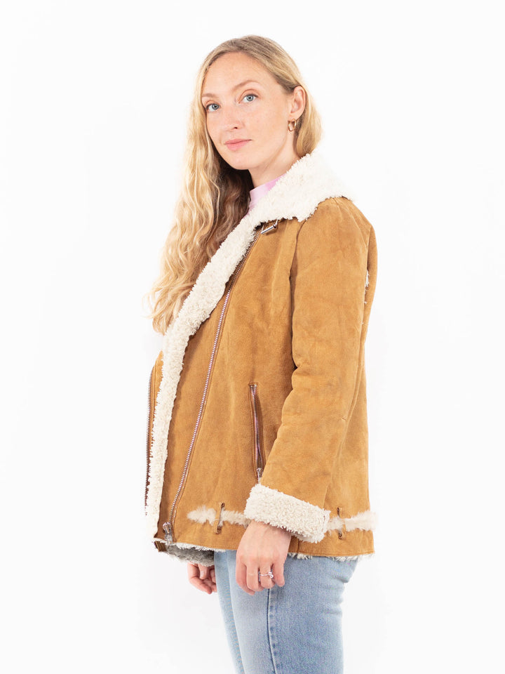 Vintage 00's Women Suede Sherpa Jacket in BrownA0562