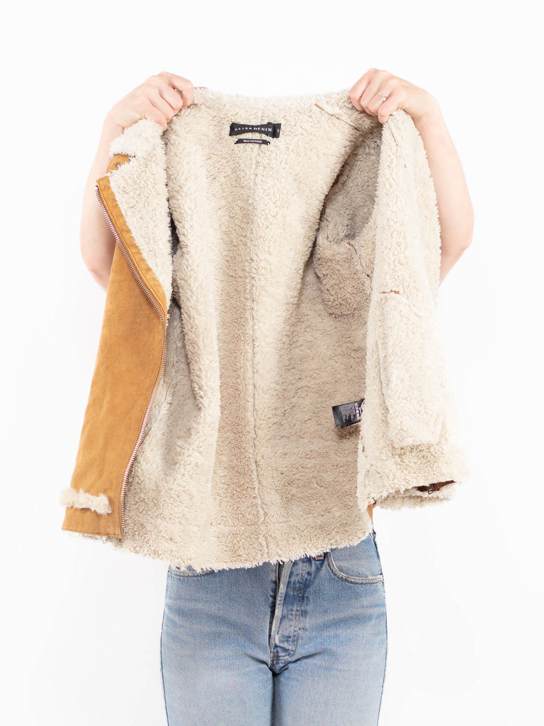 Vintage 00's Women Suede Sherpa Jacket in BrownA0562