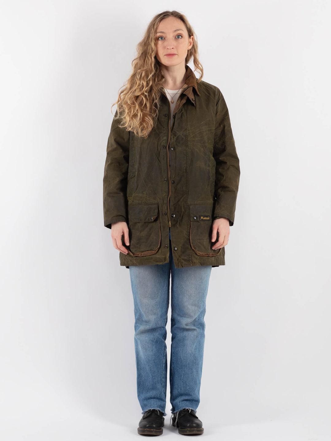 Vintage 90's Women Waxed Cotton Jacket in GreenV9239