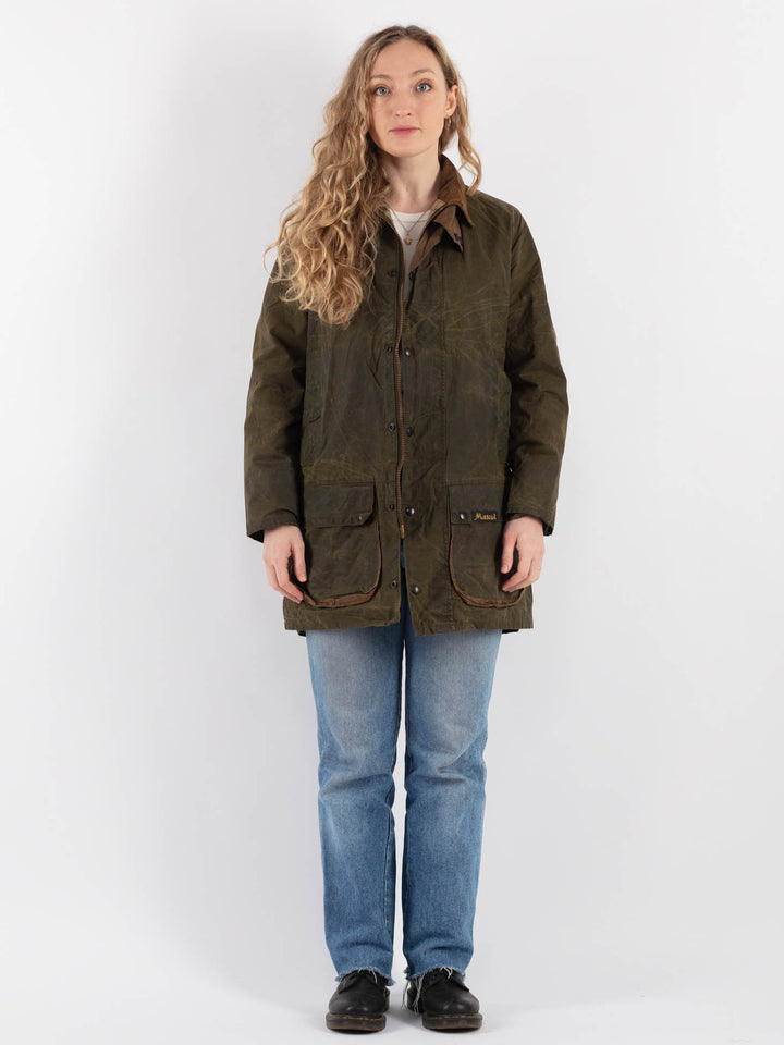 Vintage 90's Women Waxed Cotton Jacket in GreenV9239