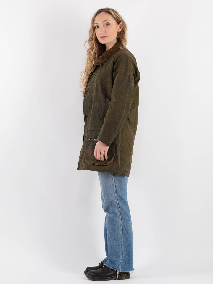 Vintage 90's Women Waxed Cotton Jacket in GreenV9239