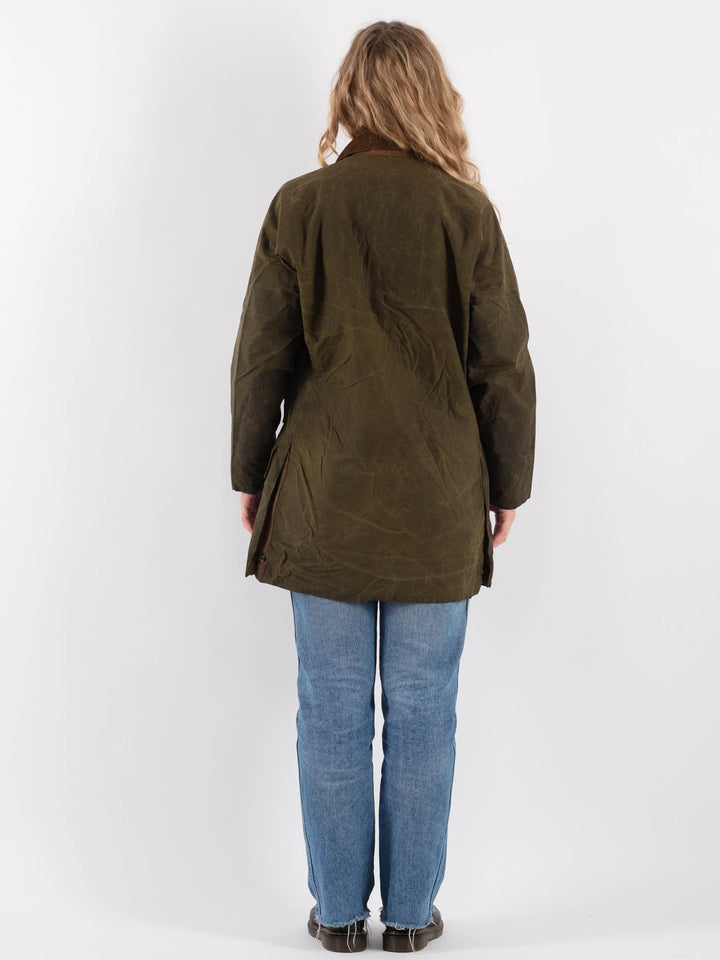 Vintage 90's Women Waxed Cotton Jacket in GreenV9239