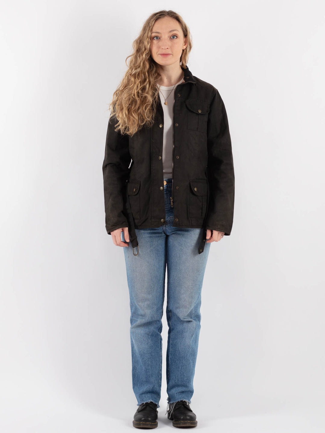 Vintage 90's Women Waxed Cotton Jacket in Brown - NorthernGrip