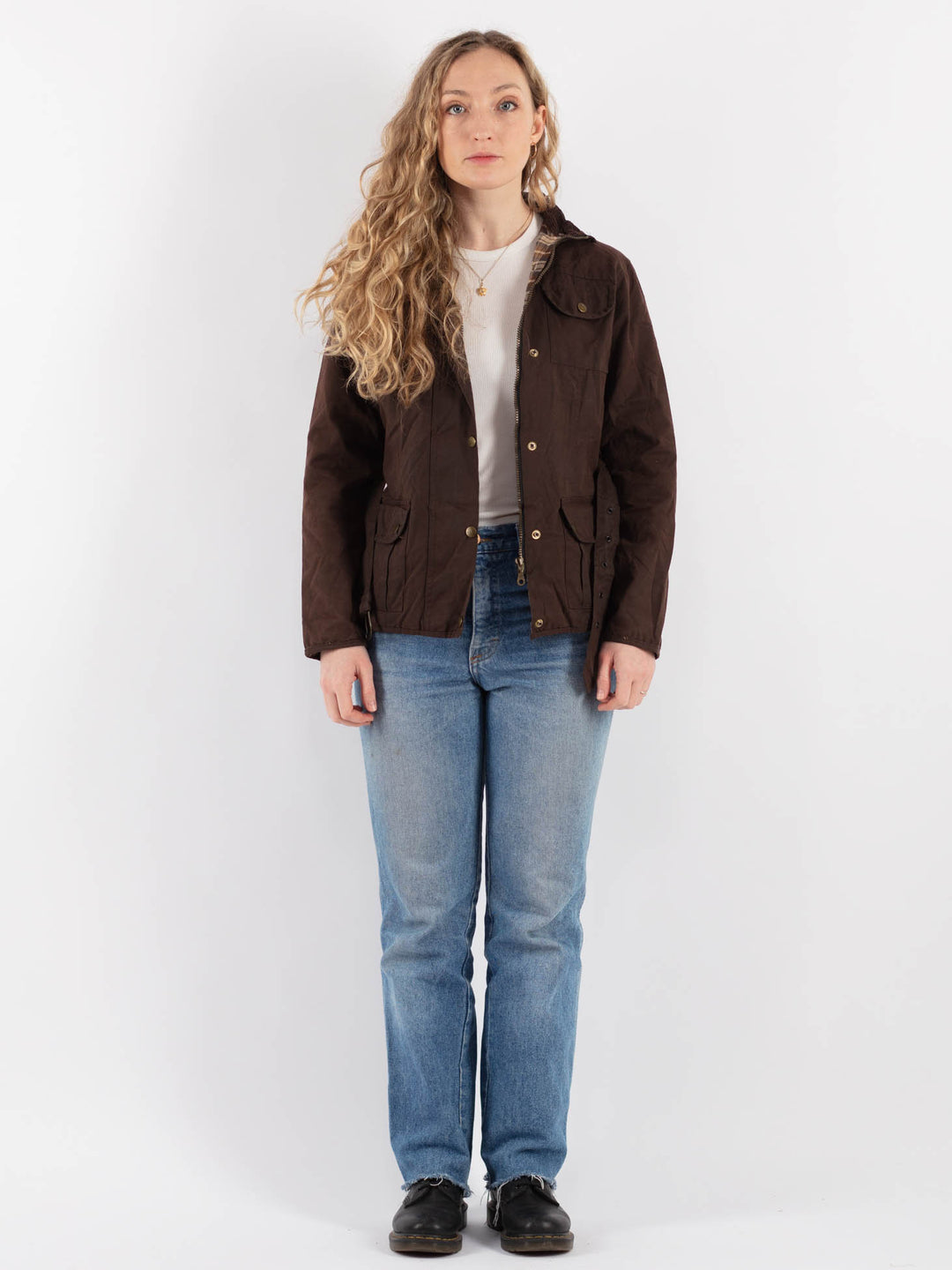 Vintage 90's Women Waxed Cotton Jacket in Brown - NorthernGrip