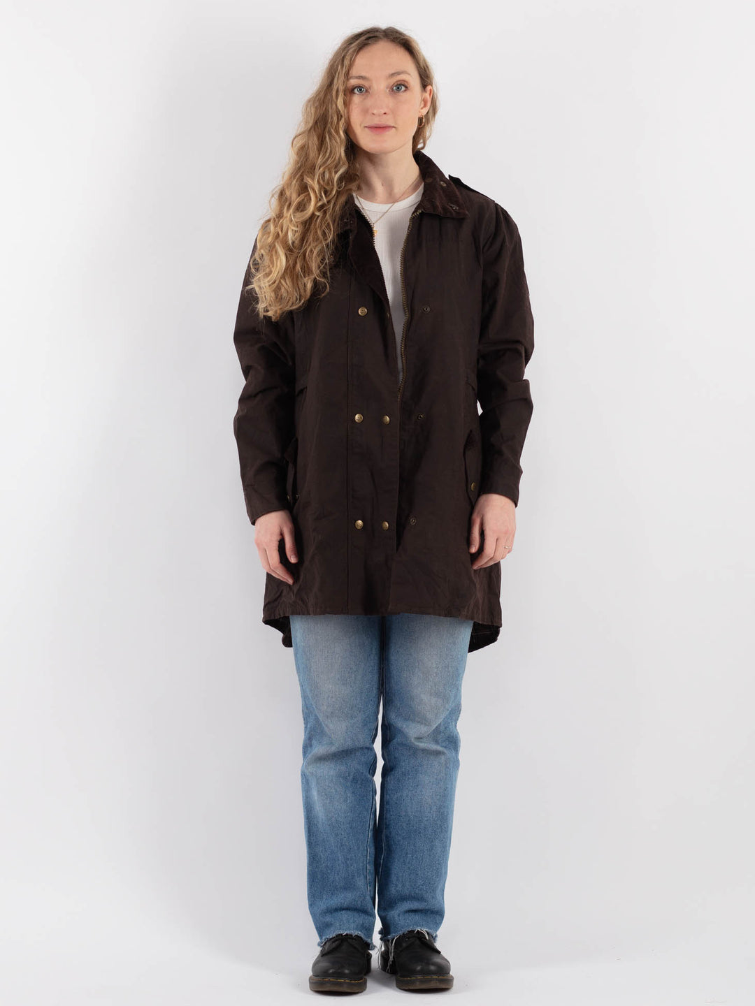 Vintage 90's Women Waxed Cotton Jacket in Brown - NorthernGrip