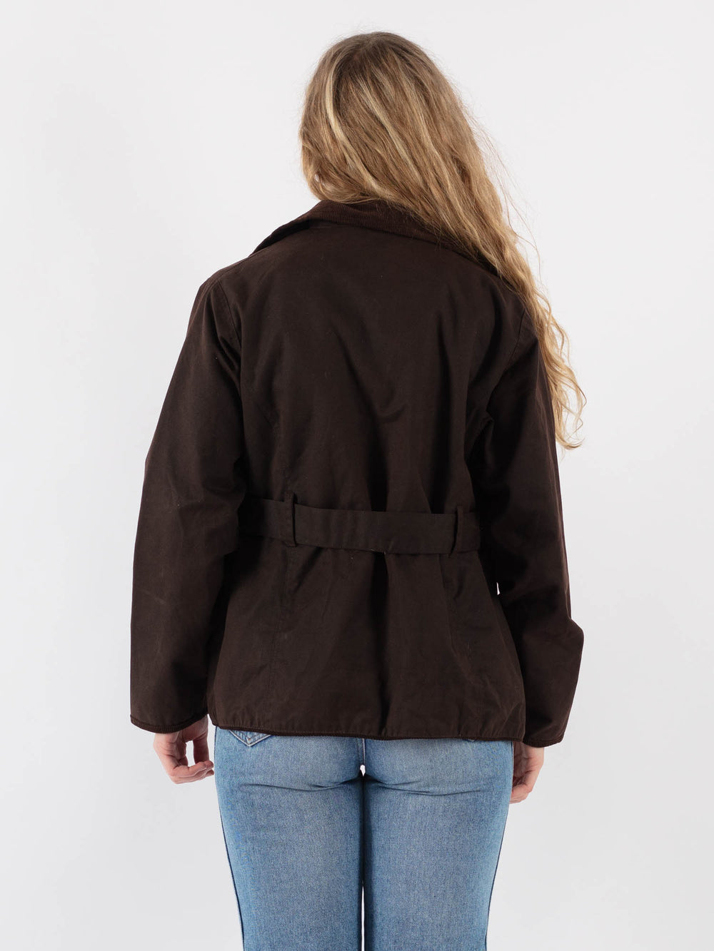 Vintage 90's Women Waxed Cotton Jacket in Brown