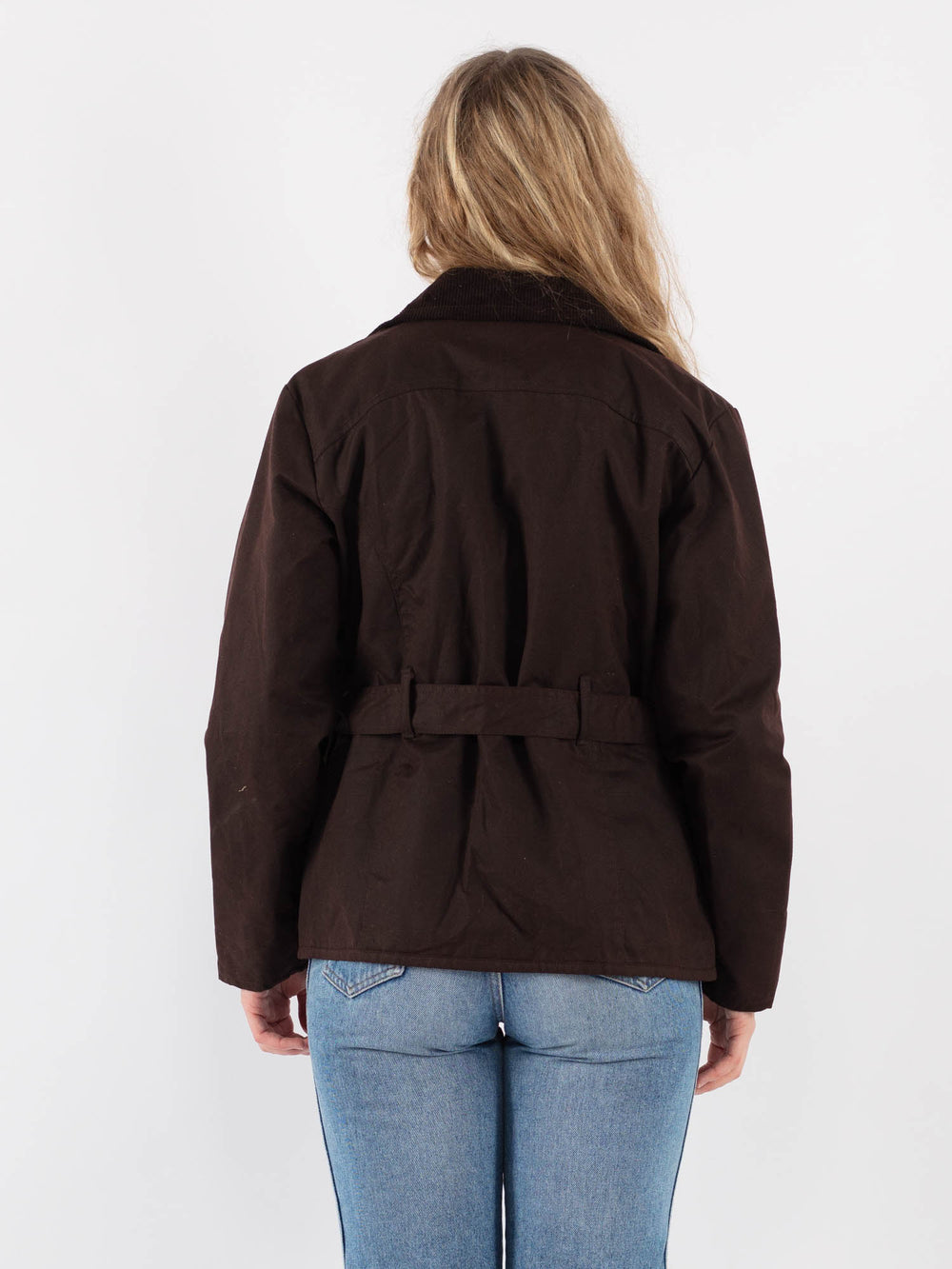 Vintage 90's Women Waxed Cotton Jacket in Brown
