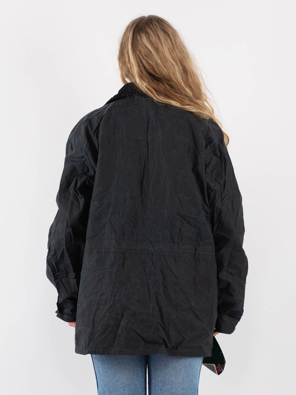 Vintage 90's Women Waxed Cotton Jacket in Blue