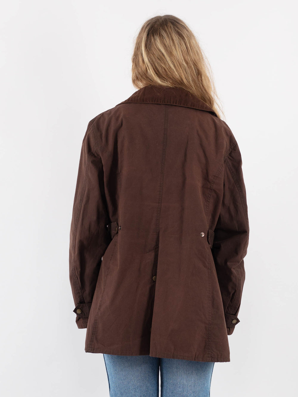 Vintage 90's Women Waxed Cotton Jacket in BrownV9401