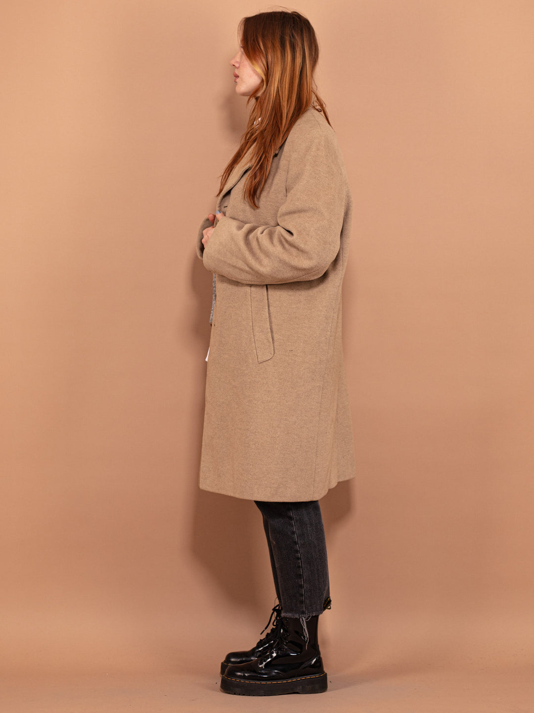Vintage 90's Women Wool Blend Coat in Beige - NorthernGrip