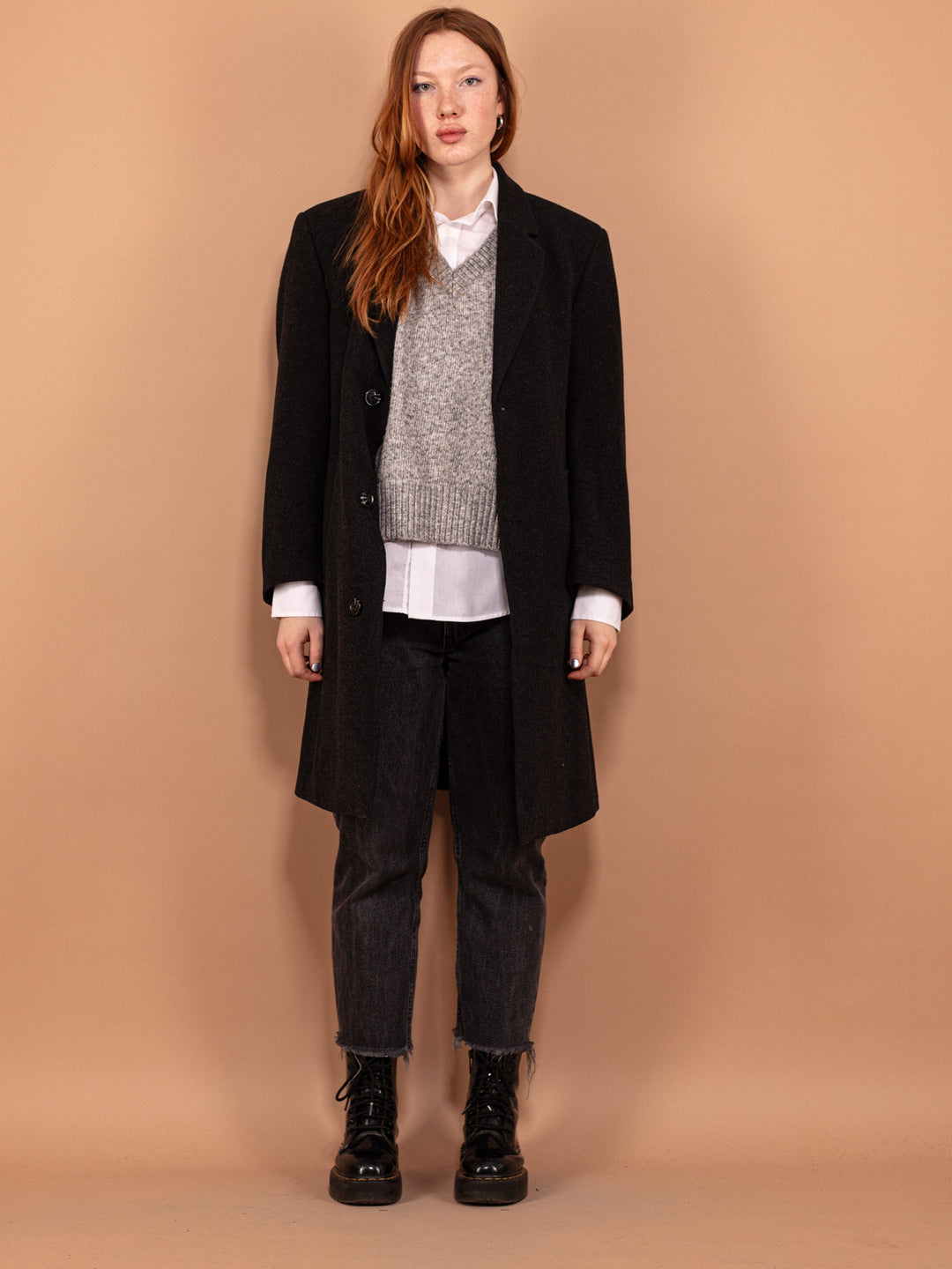 Vintage 90's Women Wool Blend Coat in Gray - NorthernGrip