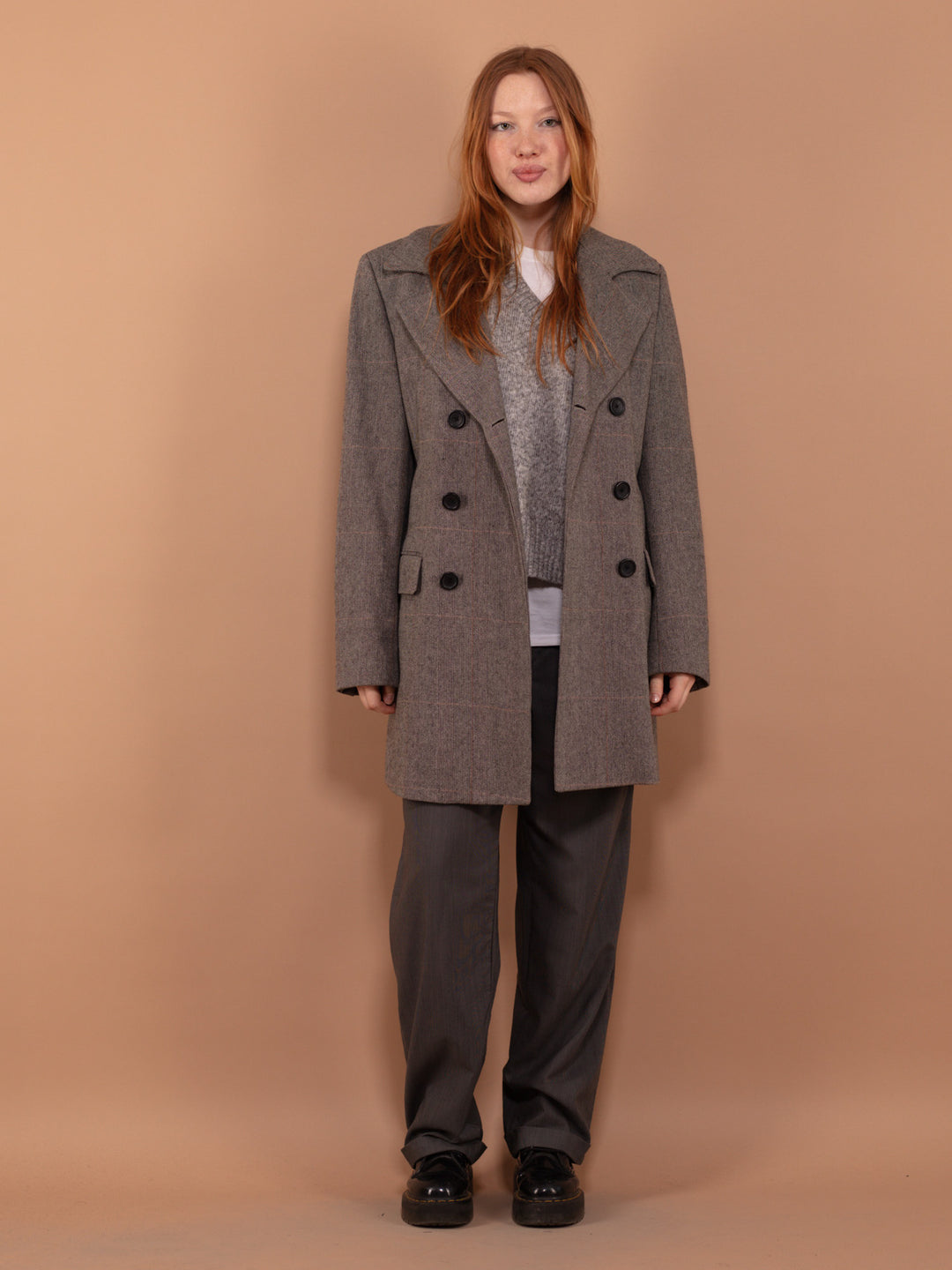Vintage 90's Women Wool Blend Coat in Gray - NorthernGrip