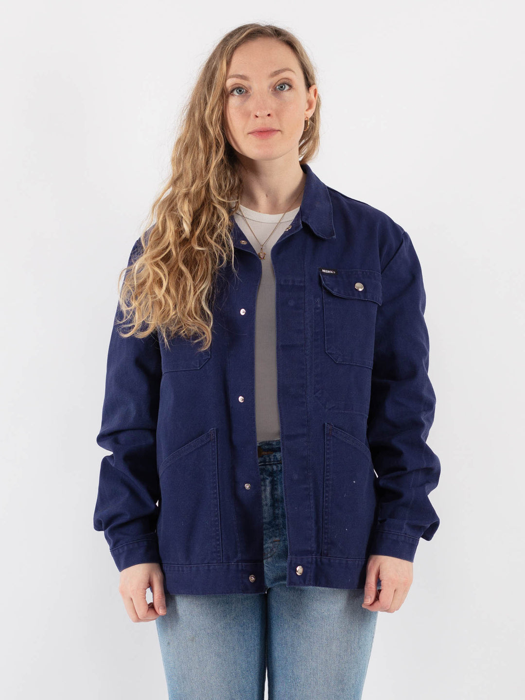 Vintage 90's Women Work Jacket in Blue