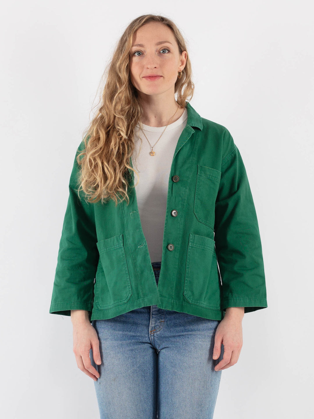 Vintage 90's Women Work Jacket in Green