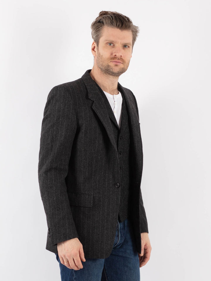 Vintage 90's Men Wool Blazer Jacket in GrayZ1188