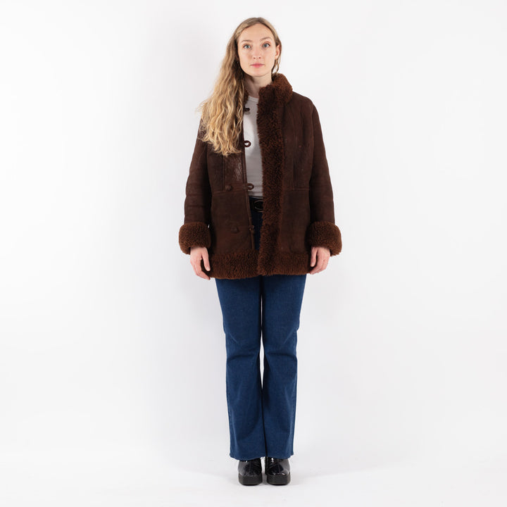 Vintage 70's Women Sheepskin Coat in BrownV8811