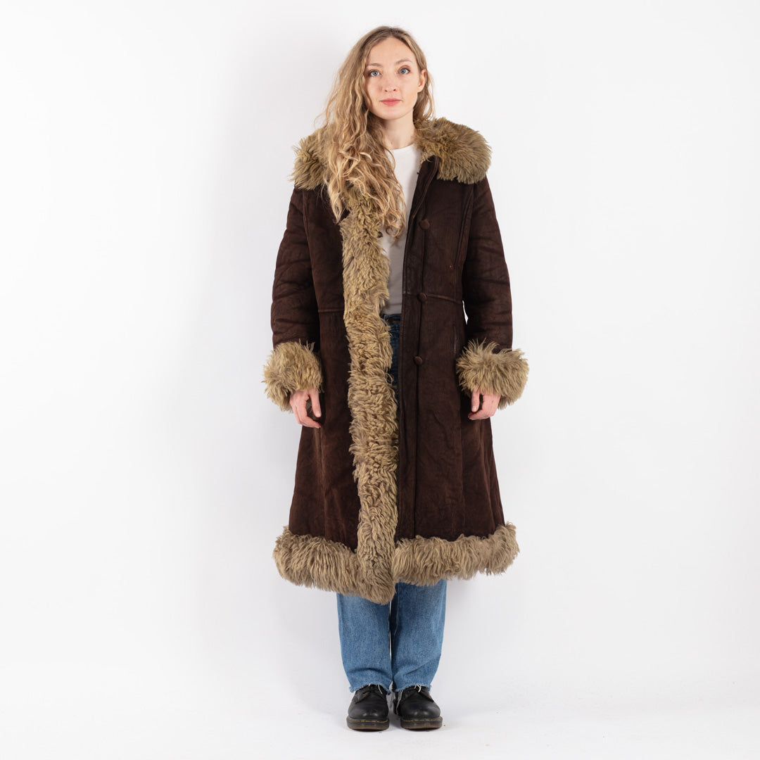 Vintage 70's Women Sheepskin Coat in BrownV9084