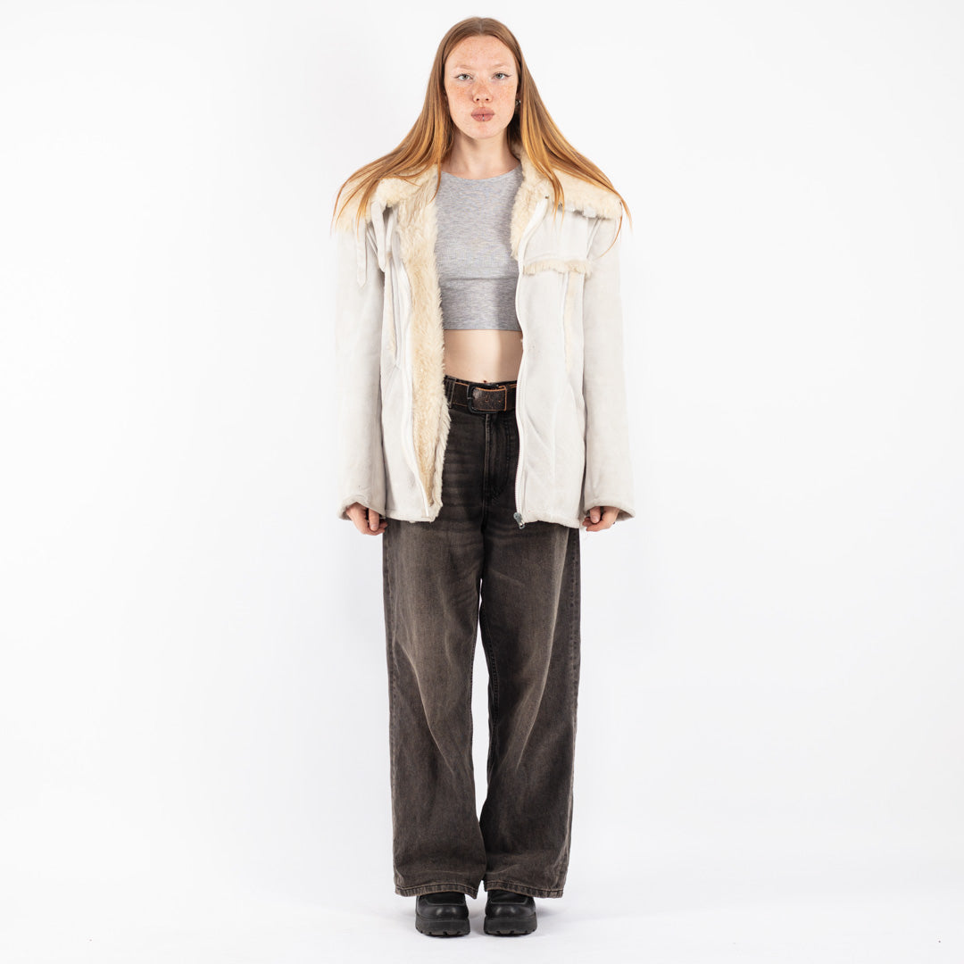 Vintage 70's Women Sheepskin Coat in Beige