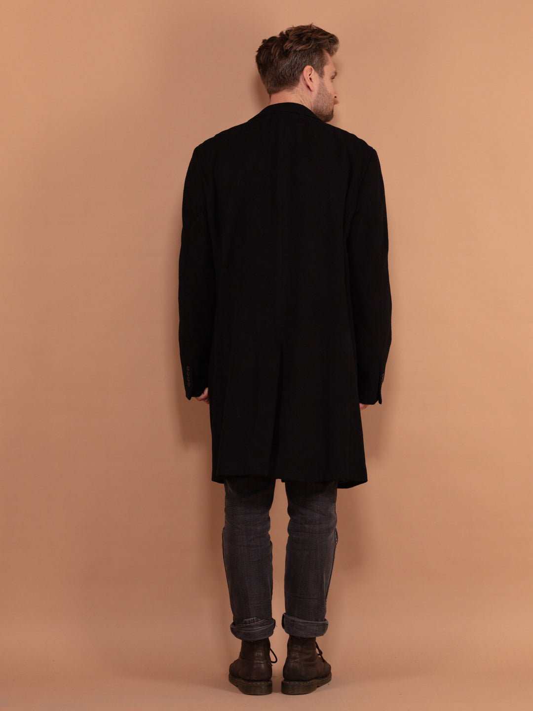 Vintage 00's Men Wool and Cashmere Coat in Black - NorthernGrip