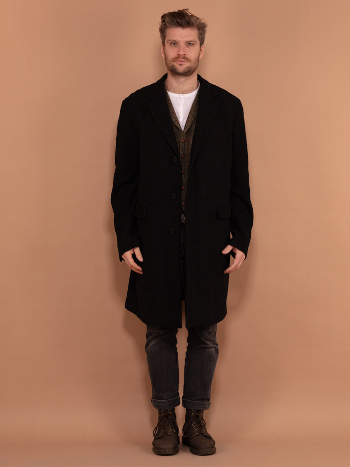 Vintage 00's Men Wool and Cashmere Coat in Black - NorthernGrip