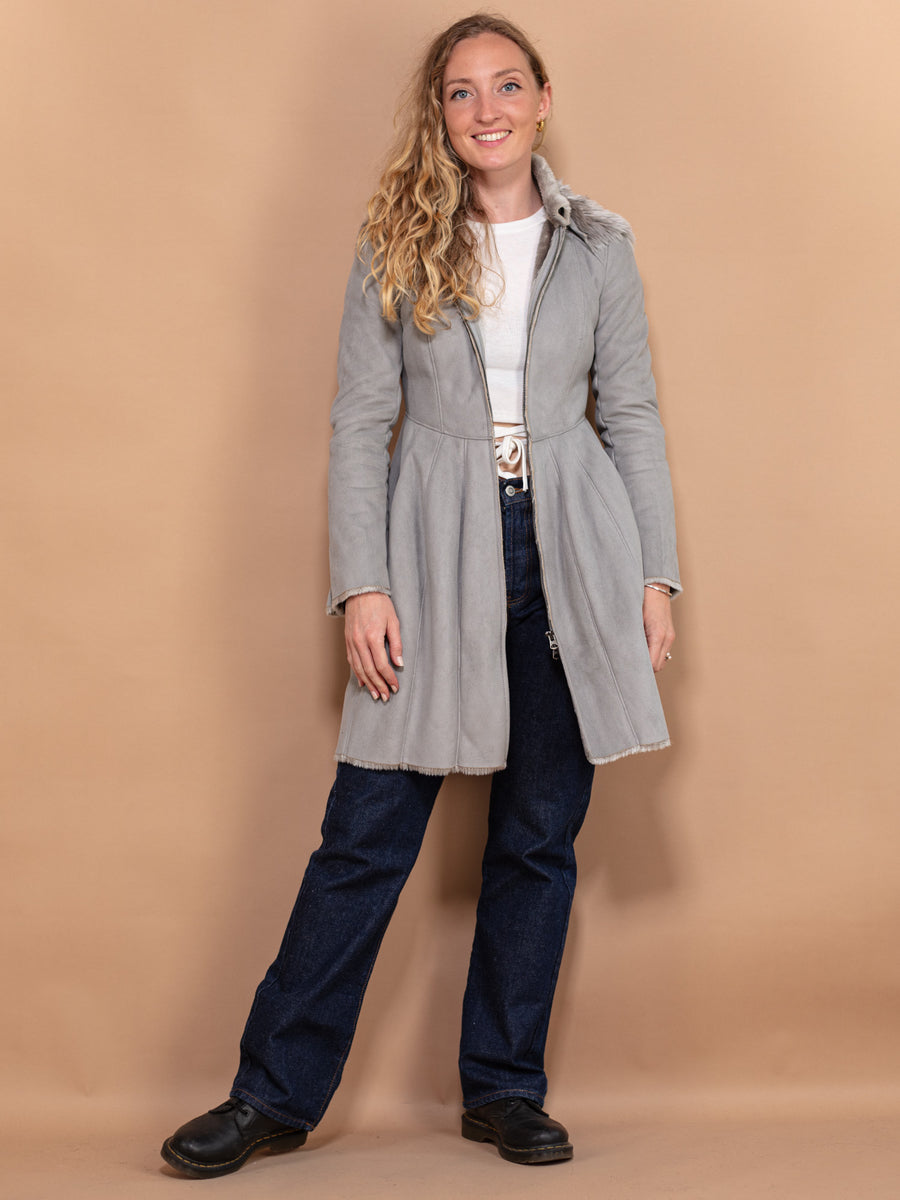 Online Vintage Store | 00's Women Faux Suede Coat in Grey