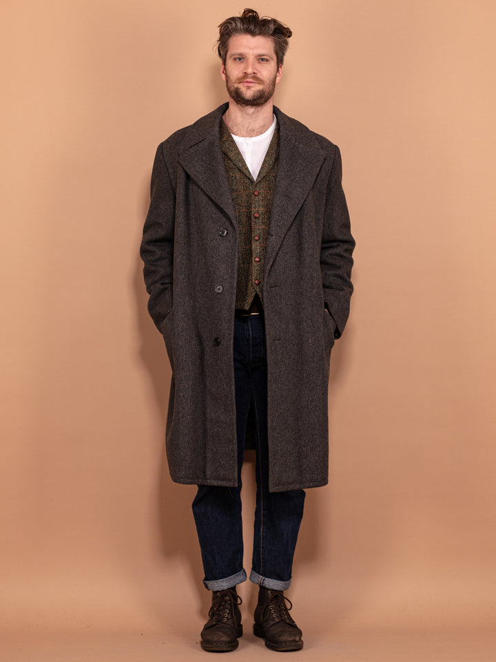 Vintage 70's Men Heavy Insulated Wool Coat in Grey - NorthernGrip