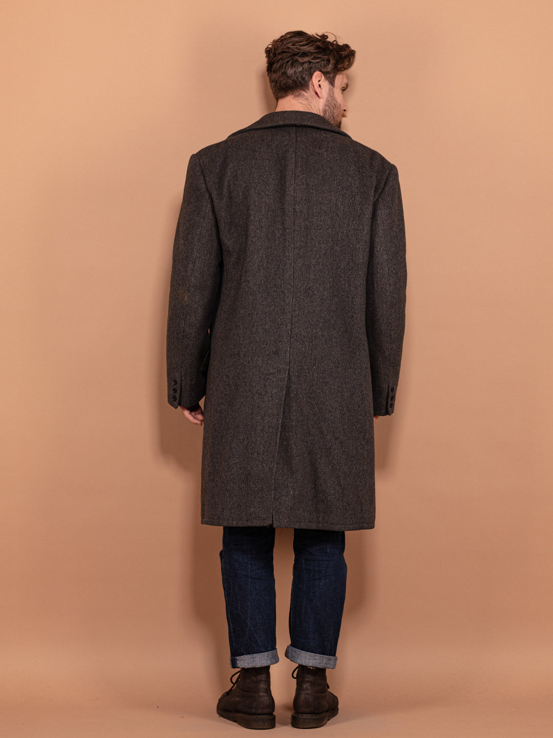 Vintage 70's Men Heavy Insulated Wool Coat in Grey - NorthernGrip