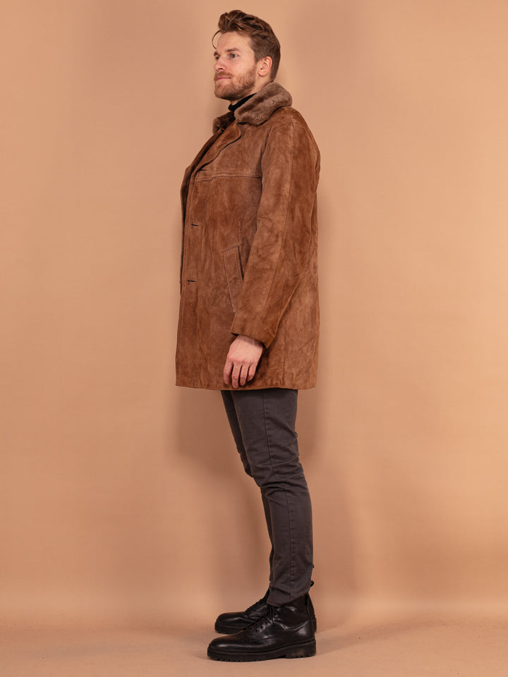 Vintage 70's Men Suede Winter Coat in Brown - NorthernGrip