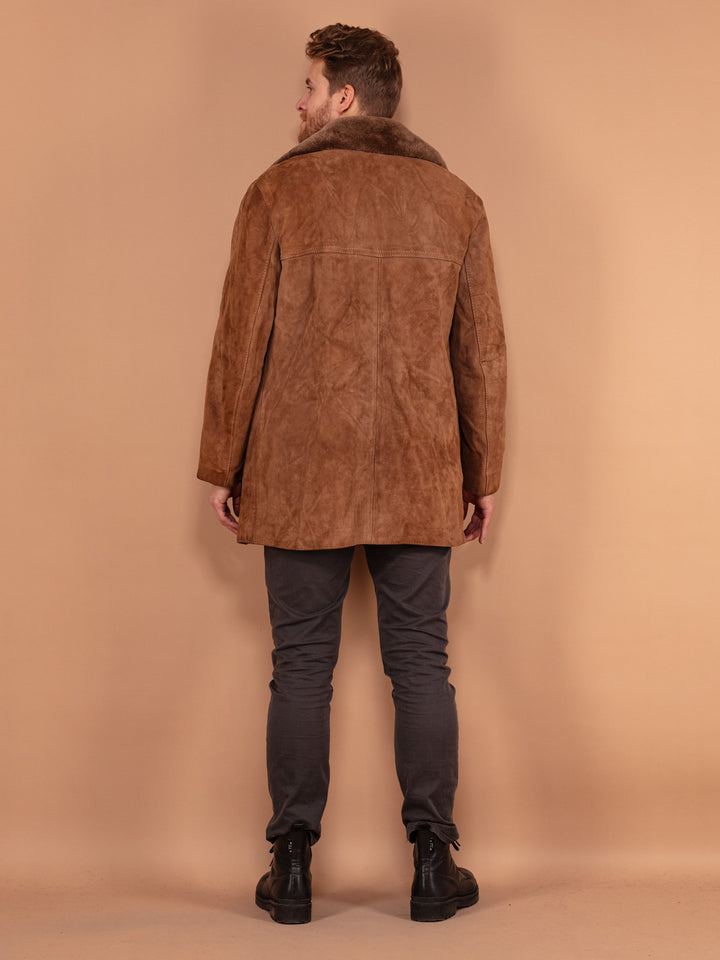 Vintage 70's Men Suede Winter Coat in Brown - NorthernGrip