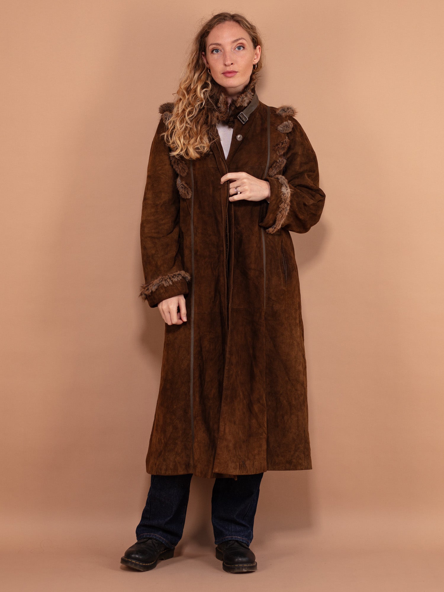 Online Vintage Store | 70's Women Fur Trim Suede Coat in Brown| Northern  Grip – NorthernGrip