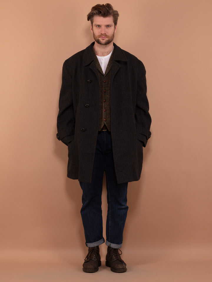 Vintage 80's Men Wool Blend Parka Coat in Grey - NorthernGrip