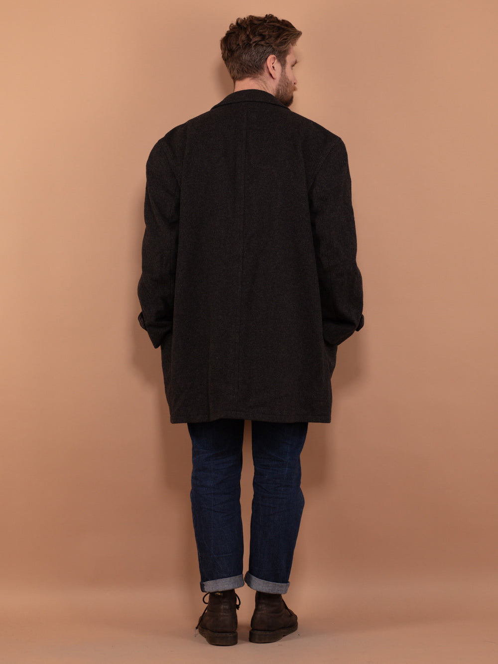 Vintage 80's Men Wool Blend Parka Coat in Grey - NorthernGrip