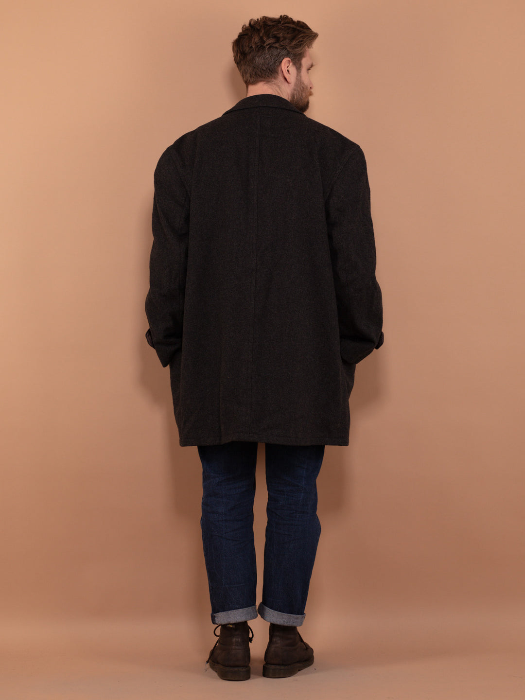 Vintage 80's Men Wool Blend Parka Coat in Grey - NorthernGrip