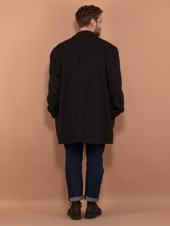 Vintage 80's Men Wool Blend Parka Coat in Grey - NorthernGrip