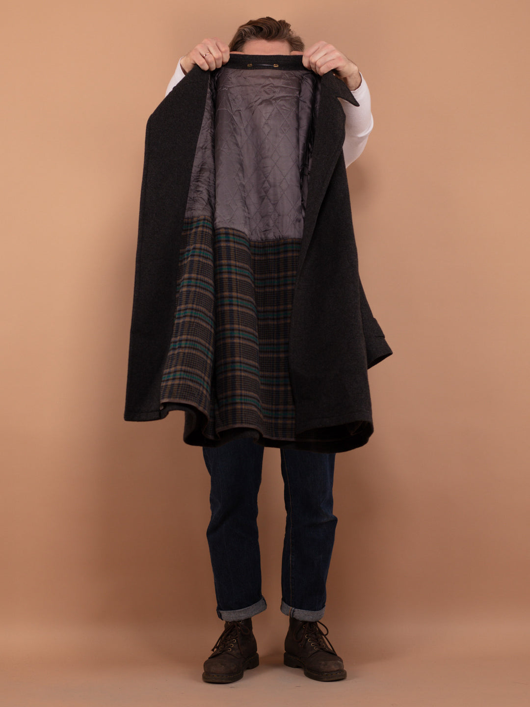 Vintage 80's Men Wool Blend Parka Coat in Grey - NorthernGrip