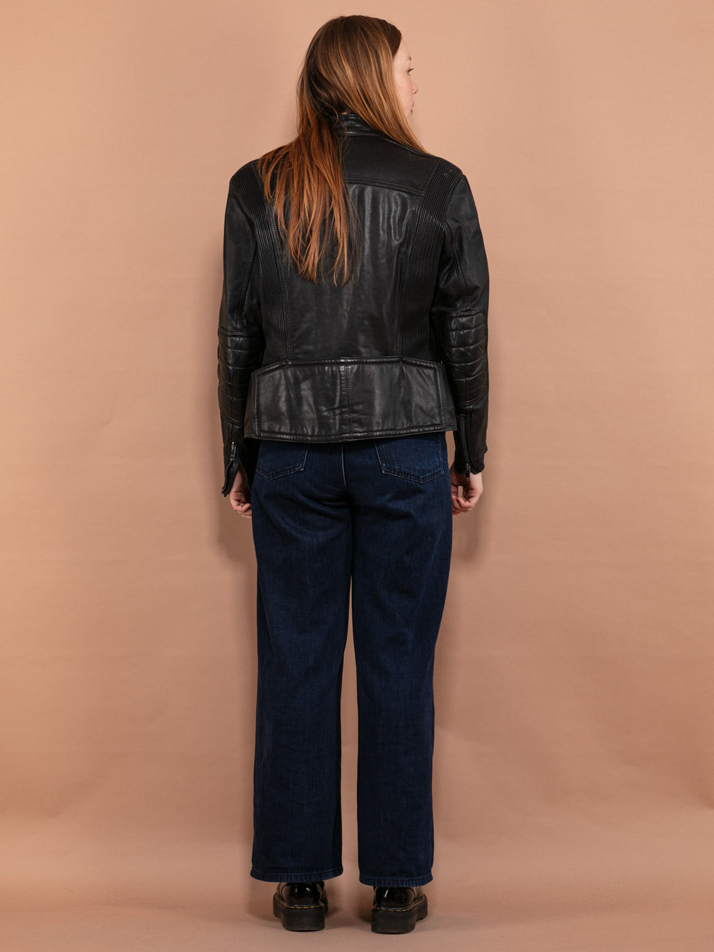 Vintage 80's Women Motorcycle Leather Jacket in Black - NorthernGrip
