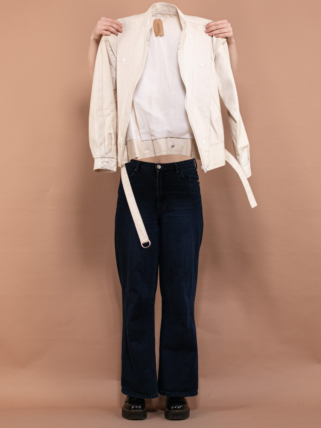 Vintage 80's Women Faux Leather Jacket in White - NorthernGrip