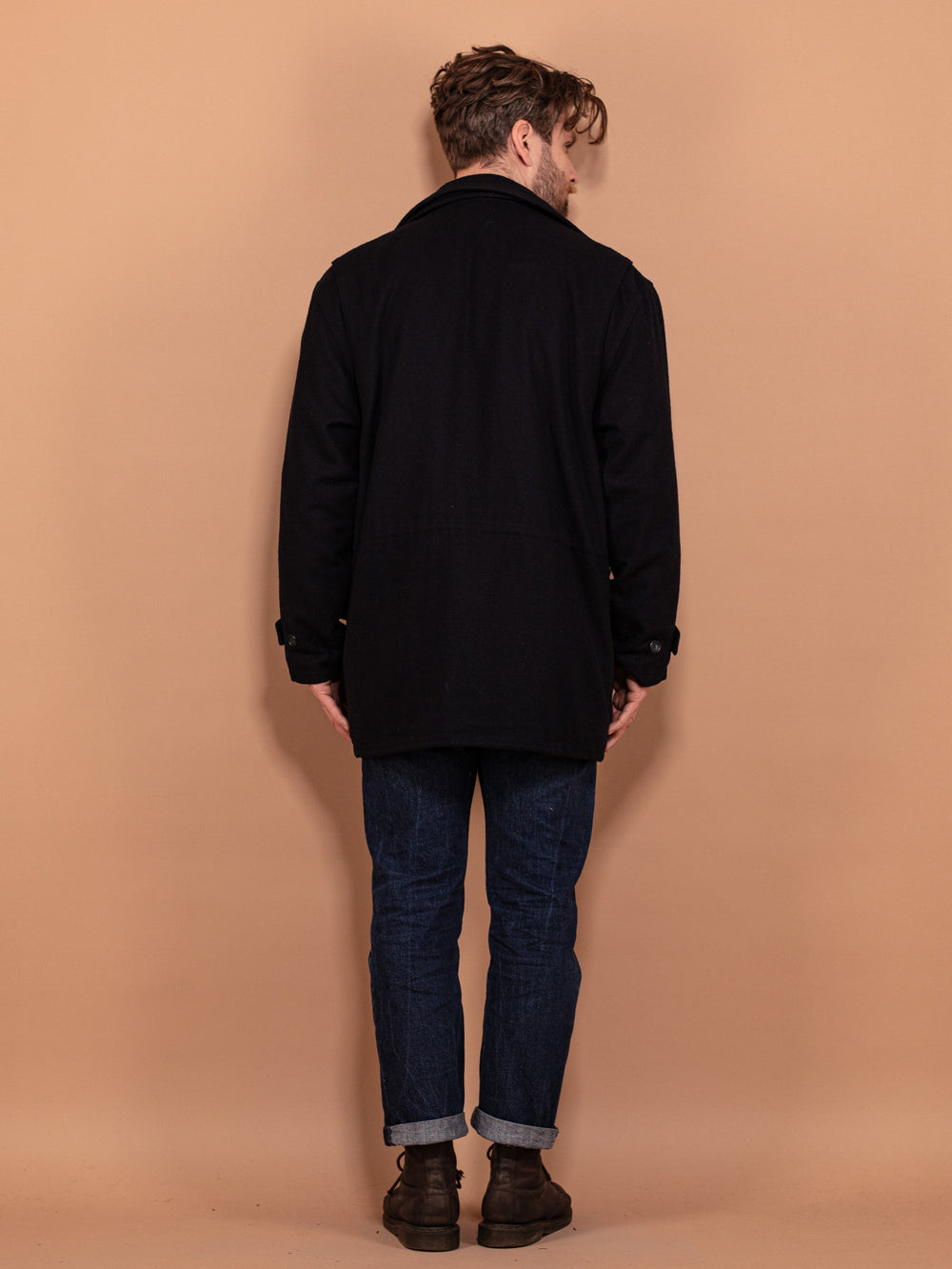 Vintage 90's Men Wool Blend Parka Jacket in Black - NorthernGrip